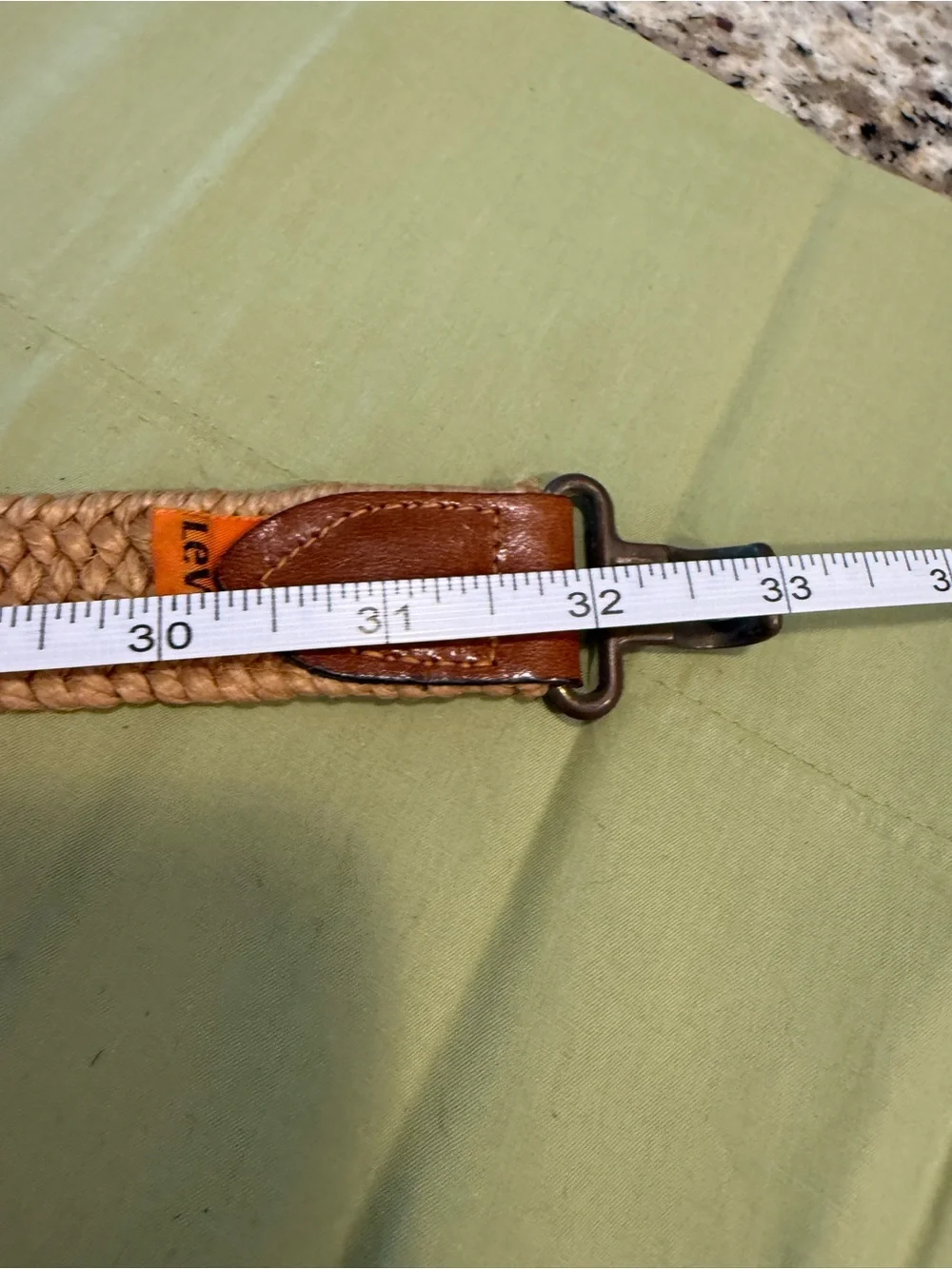Levi’s western rodeo tan braided rattan belt leather ends & metal clasp buckle